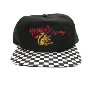 Vintage Tom McEwen Mongoose Snapback Hat NHRA Drag Racing Checkered Flag
